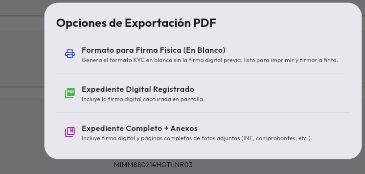 Opciones de Exportación PDF - Firma Física en Blanco y Firma Digital